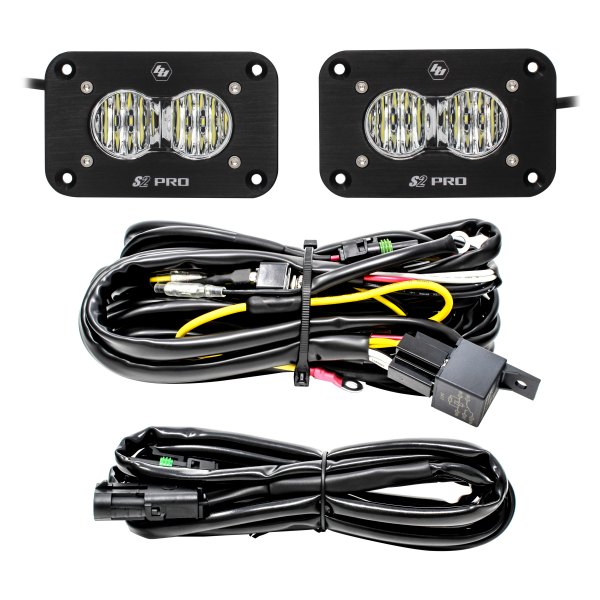 Baja Designs® - S2 Pro™ Backup Flush Mount 3"x2" 2x24W Rectangular Wide Cornering Beam LED Lights, Full Set