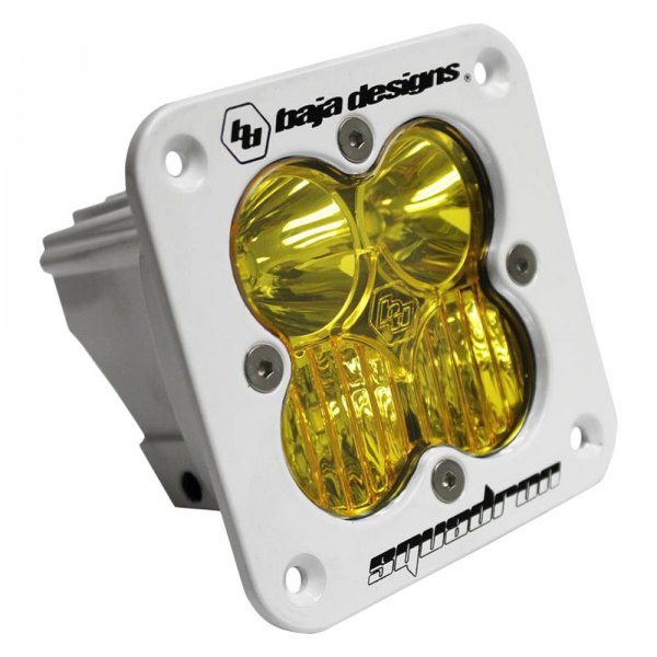 Baja Designs® - Squadron Pro™ Flush Mount 3" 40W Square White Housing Driving/Combo Beam Amber LED Light