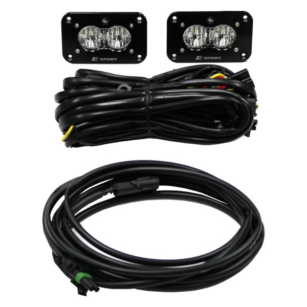 Baja Designs® - S2 Sport™ Backup Flush Mount 3"x2" 2x12W Rectangular Wide Cornering Beam LED Lights, Full Set