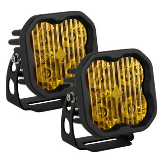 Diode Dynamics® - Stage Pro Series Standard 3" 2x36W Square Driving Beam Yellow LED Lights, With Amber Backlight