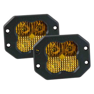 Diode Dynamics® - Stage Pro Series Flush Mount 3" 2x36W Square Combo Beam Yellow LED Lights, With Amber Backlight