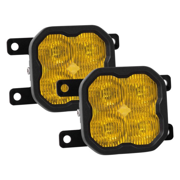 Diode Dynamics® - Fog Light Location Stage Max Series Type AS SAE 3" 2x38.5W Square Fog Beam Yellow LED Lights, With Amber Backlight