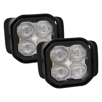 Diode Dynamics® - Fog Light Location Stage Pro Series Type F2 SAE 3" 2x36W Square Fog Beam LED Lights, With Amber Backlight