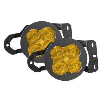 Diode Dynamics® - Fog Light Location Stage Pro Series Type MS SAE 3" 2x36W Square Fog Beam Yellow LED Lights, With Amber Backlight