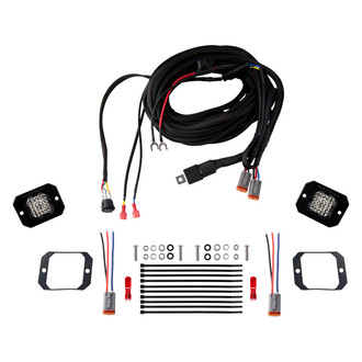 Diode Dynamics® - Rear Bumper Stage Series C1 Sport Flush Mount 2" 2x12.8W Square Flood Beam LED Light Kit, With Red Backlight