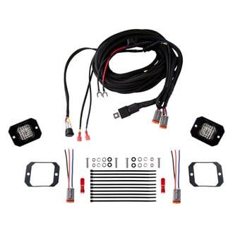 Diode Dynamics® - Rear Bumper Stage Series C1 Pro Flush Mount 2" 2x19.8W Square Flood Beam LED Light Kit, With Red Backlight