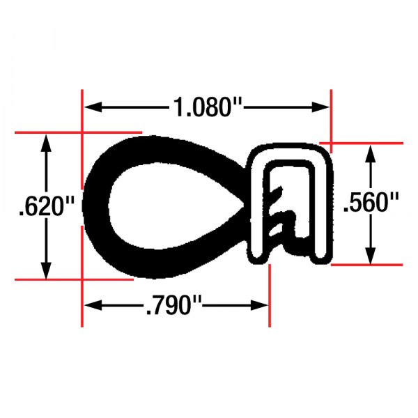 Fairchild® - 25' Black Sponge Bulb & Dense Rubber Decorative Double Lip Trim Seal with Flexible Steel Wire Core