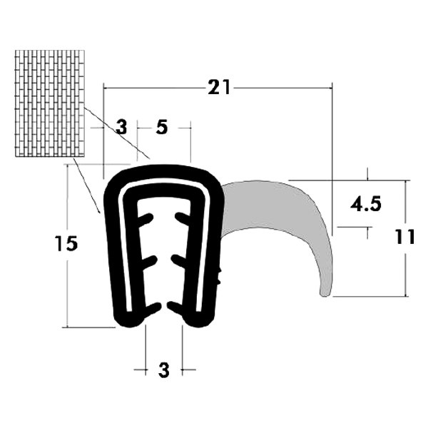 Fairchild® - Sponge Bulb and Dense Rubber With Flexible Segmented Steel Core Style 2 Black Trim Seal