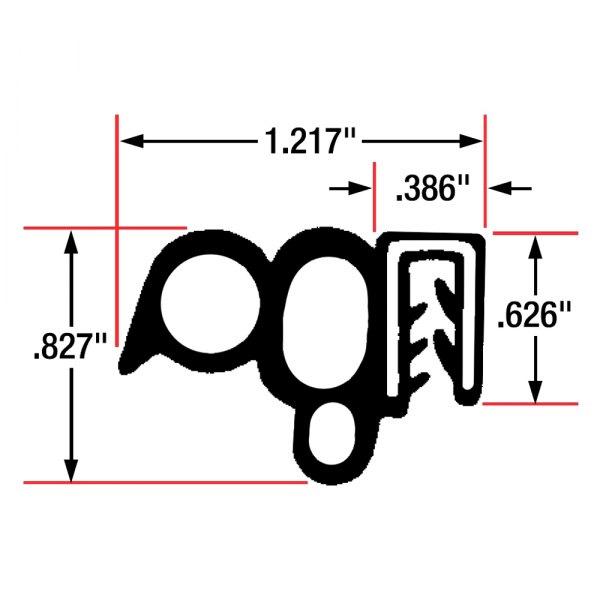 Fairchild® - 25' L Black Sponge Bulb & Dense Rubber Trim Seal with Flexible Segmented Steel Core for 0.071"-0.11" Edge