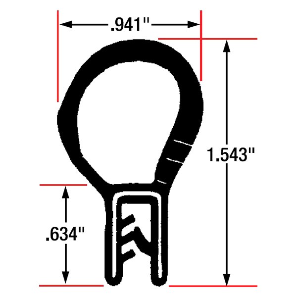 Fairchild® - 25' L Black Sponge Bulb & Dense Rubber Trim Seal with Flexible Steel Wire Core for 0.039"-0.118" Edge