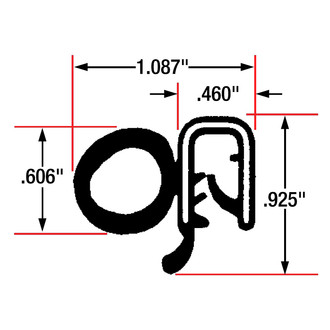 Fairchild® - 25' Black Sponge Bulb & Dense Rubber Double Lip 1/2" Trim Seal with Flexible Steel Wire Core