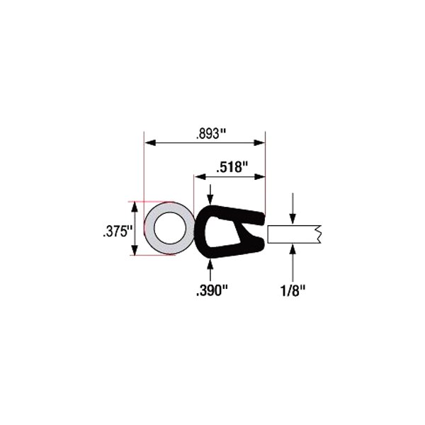 Fairchild® - 25' Black Vinyl & Sponge Rubber Trim Seal with Flexible Steel Core