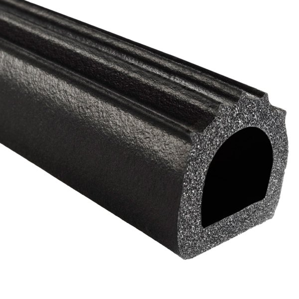 Fairchild® - 50' Black EPDM Sponge Rubber D-Seal with PSA Tape & Ribs