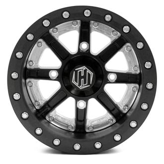 HiPer® - Sidewinder Rear ATV/UTV Single Beadlock Satin Black with Black Beadlock Ring Wheel