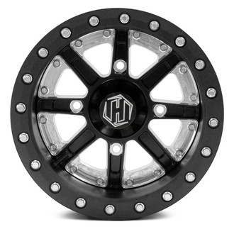 HiPer® - Sidewinder Front ATV/UTV Single Beadlock Satin Black with Black Beadlock Ring Wheel