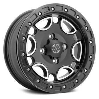 HiPer® - Falcon Rear ATV/UTV Single Beadlock Black Contrast Machined Wheel