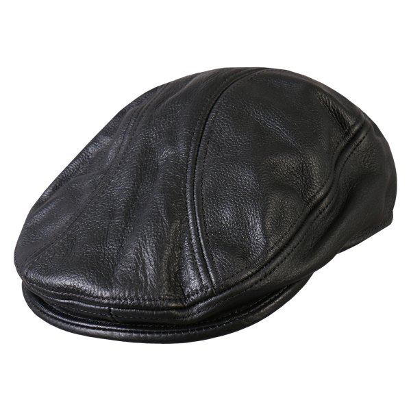 Hot Leathers® 2186 Classic Ascot Leather Cap Smallmedium Black
