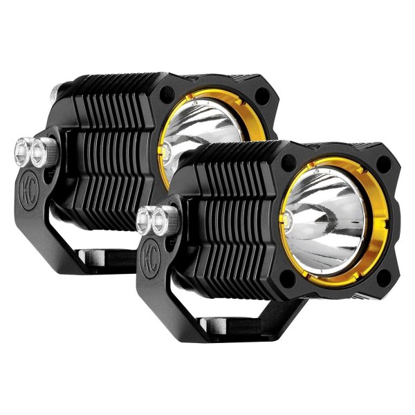 KC HiLiTES® - Flex Series 2.45" 2x10W Black/Yellow Housing Spot Beam LED Lights