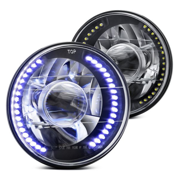 Lumen® - 7" Round Black Projector LED Headlights