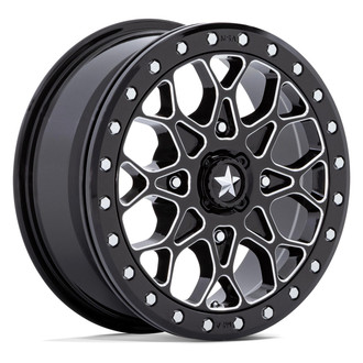 MSA Off Road Wheels® - M48 PORTAL ATV/UTV Beadlock Gloss Black With Milled Accents And Gloss Black Ring Wheel