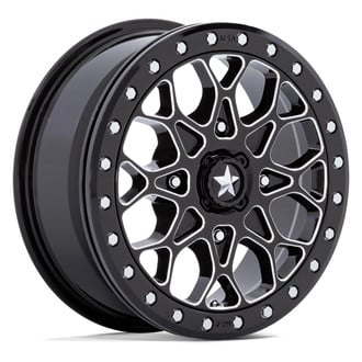 MSA Off Road Wheels® - M48 PORTAL ATV/UTV Beadlock Gloss Black With Milled Accents And Gloss Black Ring Wheel