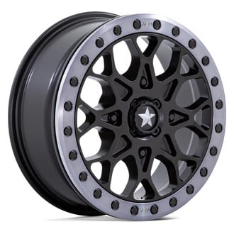 MSA Off Road Wheels® - M48 PORTAL ATV/UTV Beadlock Satin Black With Gray Tint Ring Wheel