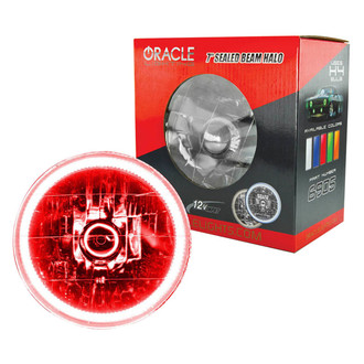 Oracle Lighting® - 7" Round Chrome Crystal Headlight with Red SMD Halo Preinstalled