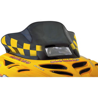 PowerMadd® - Cobra™ Black with Yellow Checks Low Snowmobile Windshield