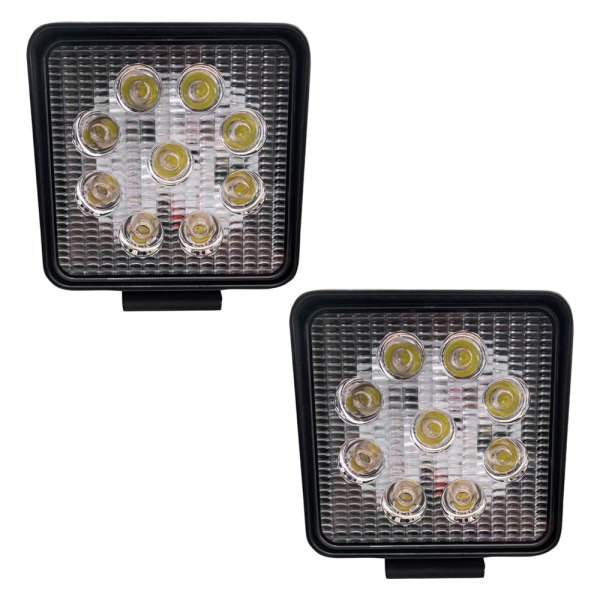 Race Sport® - Street Series 4" 2x27W Square Combo Spot/Flood Beam Lights, Front View