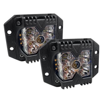 Race Sport® RS02FMC - HD Series Flush Mount 2x40W Square LED Lights, with Amber Side Strobe