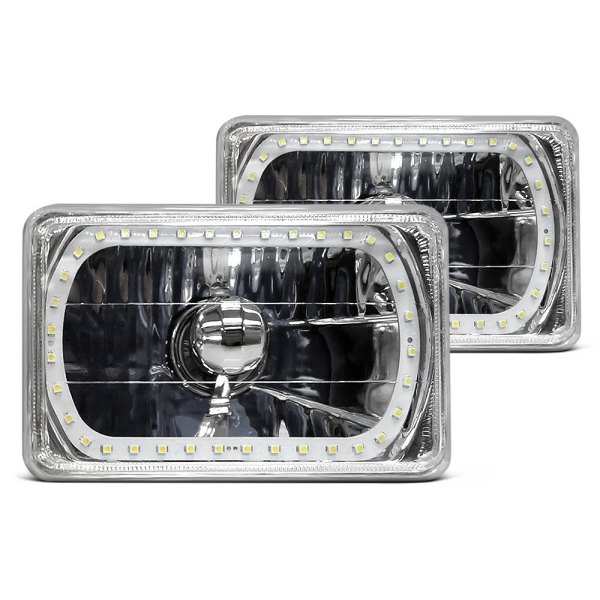 RedLine LumTronix® - 7x6" Rectangular Diamond Cut Chrome Color Changing Halo Crystal Headlights