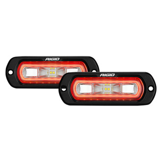 Rigid Industries® - SR-L Series Flush Mount 4.5"x1.5" 2x14W Rectangular Wide Driving Beam LED Lights with Red Halo