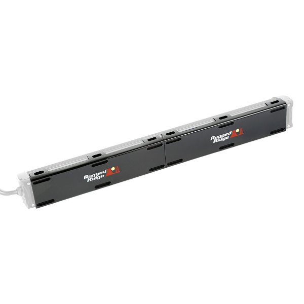 Rugged Ridge® - 10" Rectangular Black Plastic Light Covers with Logo