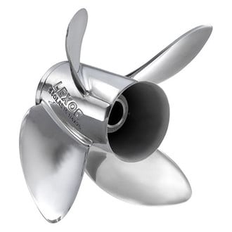 SOLAS Propellers® - Rubex Pro L4 Series 15"D x 22"P RH Rotation 4-Blade Stainless Steel Thru Hub Exhaust Propeller for 25 hp Johnson/Evinrude
