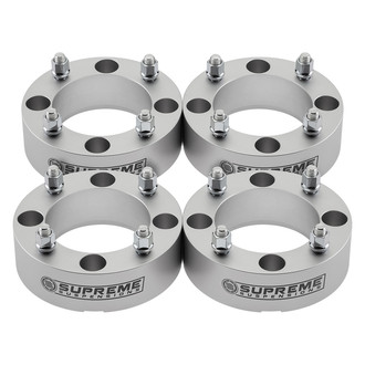 Supreme Suspensions® - Pro Billet Front and Rear Silver Billet T6 Aircraft Aluminum Wheel Spacer Set