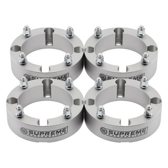 Supreme Suspensions® - Pro Billet Front and Rear Silver Billet T6 Aircraft Aluminum Wheel Spacer Set