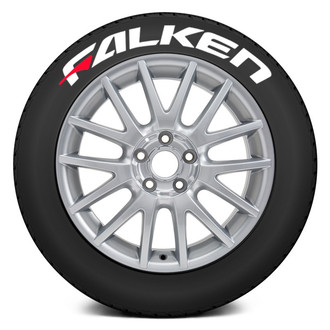 Tire Stickers® - White "Falken" Tire Lettering Kit With Red Dashes
