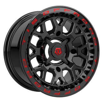 TIS® - 558BMRL Rear UTV Black With Red Logo Cast Aluminum Wheel