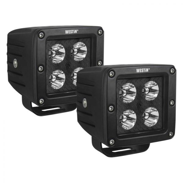 Westin® - HyperQ B-Force™ Stud Mount 3" 2x20W Square Flood Beam LED Lights