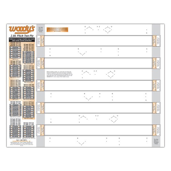 286T-TEMP-2 Woodys 286T Pitch Studding Template for Two-Ply Track 