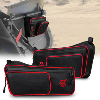 Xprite® - Black with Red Stitching Rear Door Storage Bags