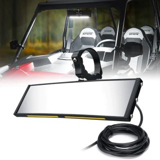 Xprite® UTV-CM-G6 - Rear View Black Aluminum Mirror with Integrated LED Dome Lights