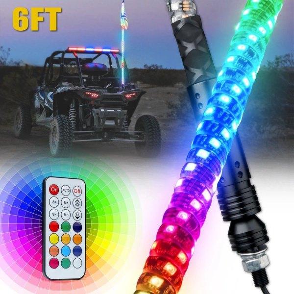 Xprite® - Spiral Remote Control RGB LED Flag Pole Whip Light