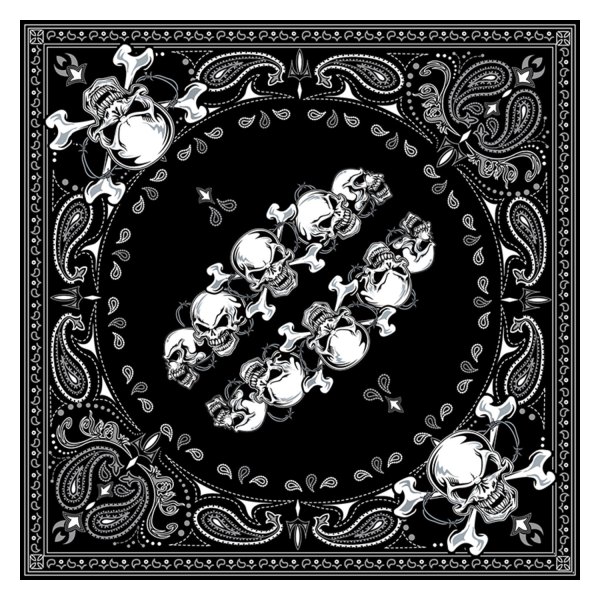 ZANheadgear® - Cotton Skull Row Bandanna (22 X 22 IN, Skull Row)