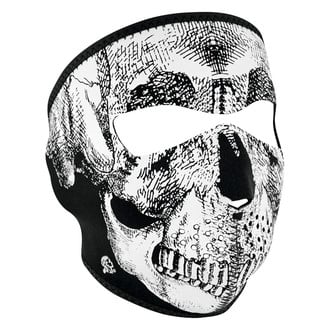 ZANheadgear® WNFM002G - Skull Glow Neoprene Full-Face Mask (Dark Black and White Skull design)